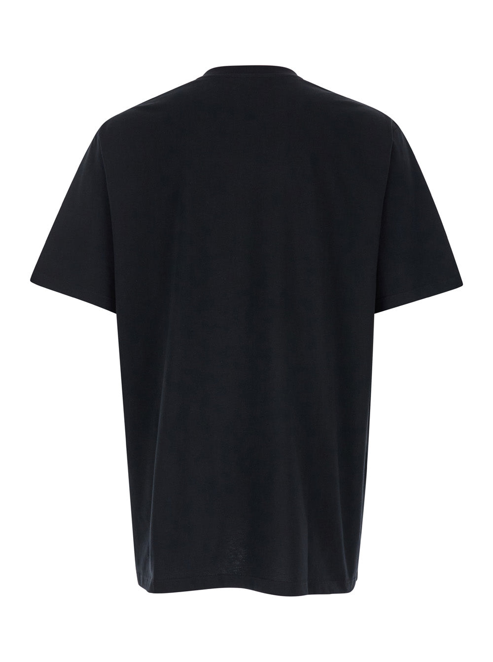 Black Crewneck T-Shirt With Maxi Logo On The Front Cotton Man Organic Tshirts And Polo Shirts