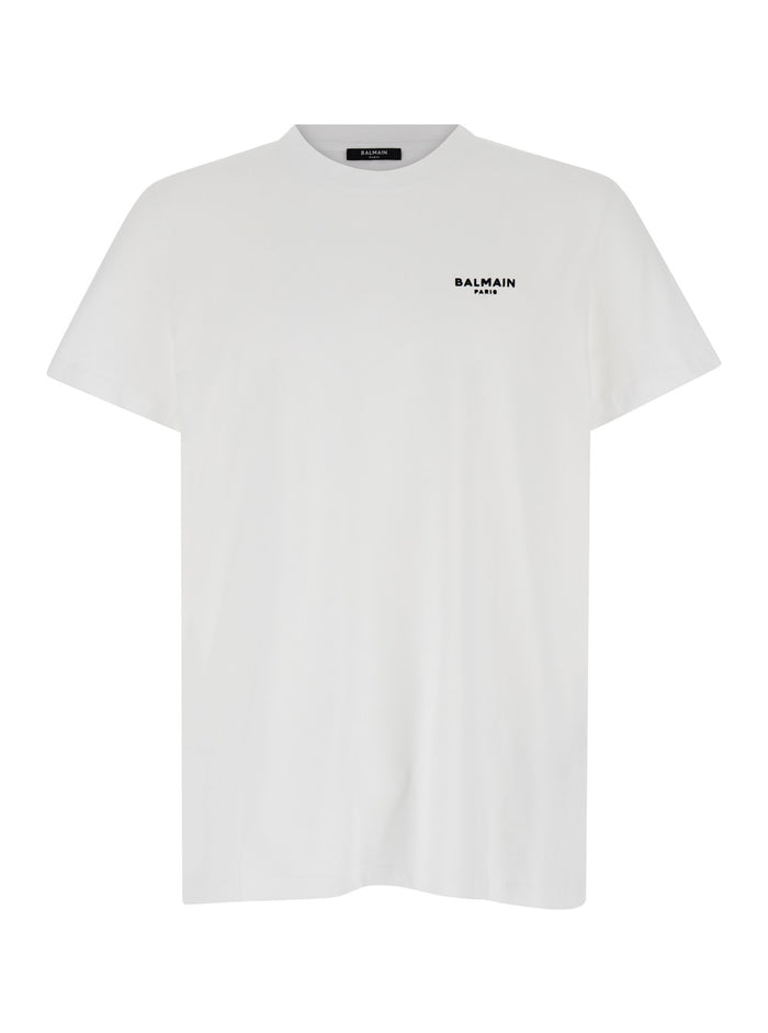 White Crewneck T-Shirt With Logo Lettering Embroidery Cotton Man Tshirts And Polo Shirts