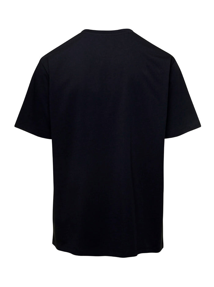 Black Crew Neck T-Shirt With Logo Print On The Chest Cotton Man Tshirts And Polo Shirts