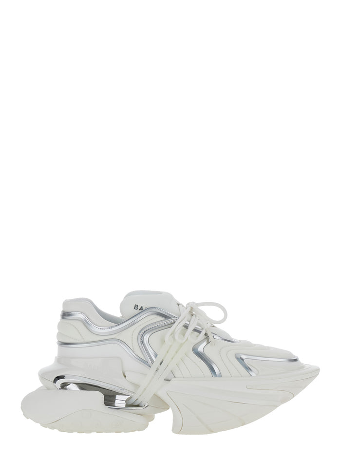 Unicorn White Sneakers With Embossed Logo On The Side Tech Fabric Man