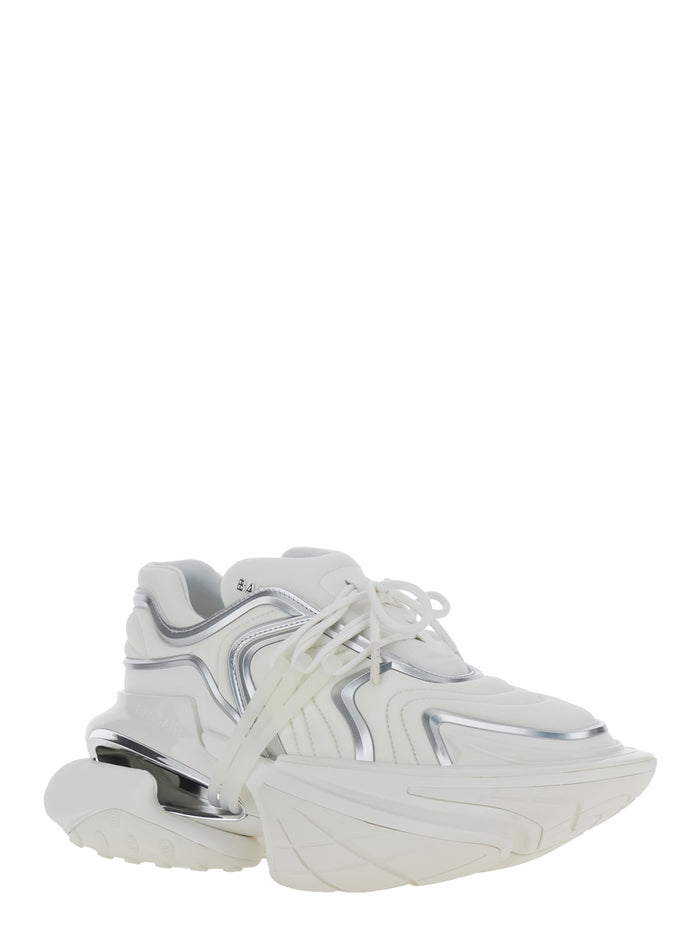 Unicorn White Sneakers With Embossed Logo On The Side Tech Fabric Man