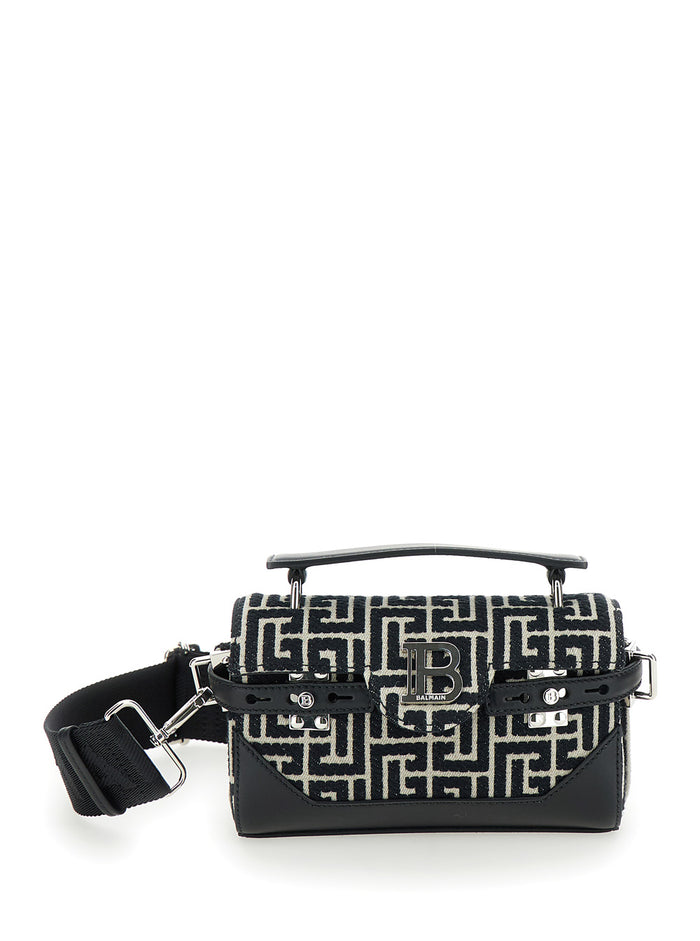 B-Buzz 19 Black And White Crossbody Bag With Monogram Cotton Leather Man Polyester