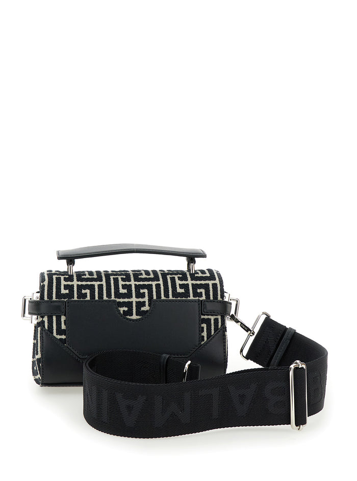 B-Buzz 19 Black And White Crossbody Bag With Monogram Cotton Leather Man Polyester