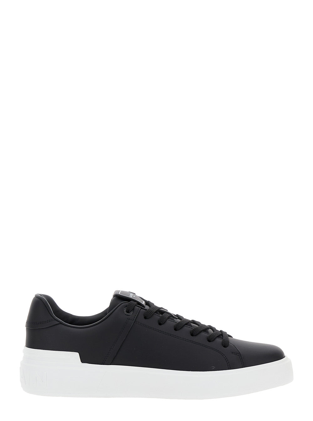 B-Court Black Low Top Sneakers With Logo Patch Leather Man Calf