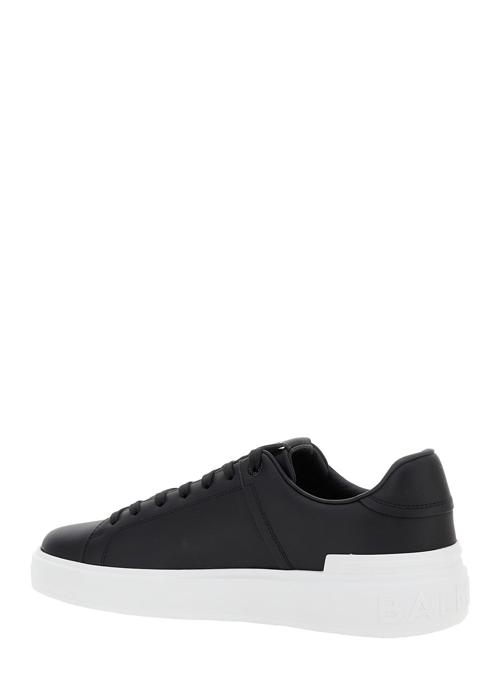 B-Court Black Low Top Sneakers With Logo Patch Leather Man Calf