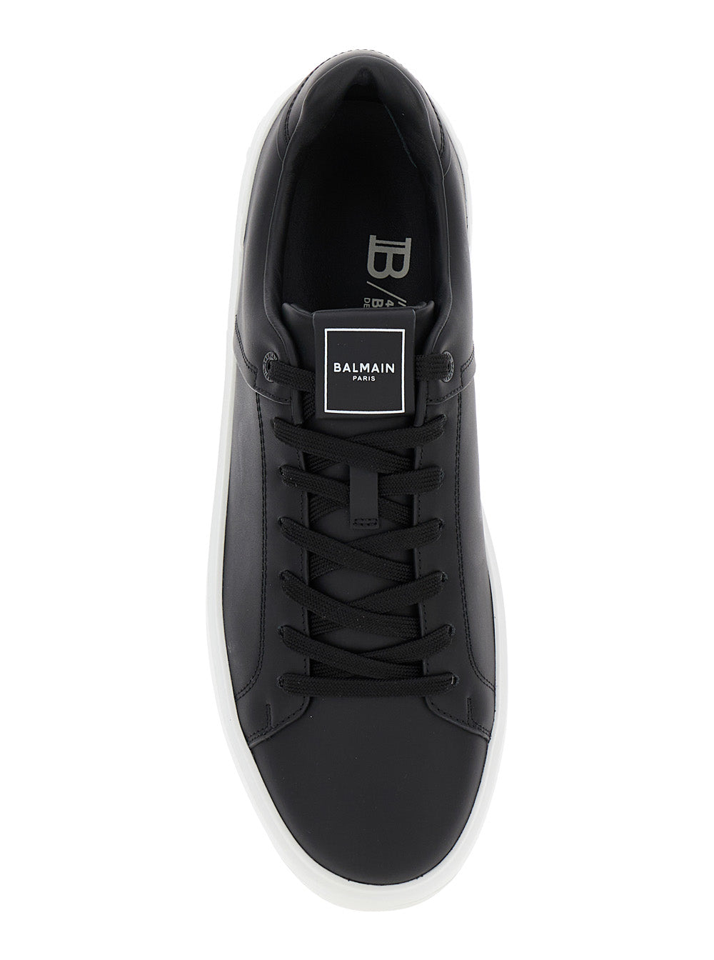 B-Court Black Low Top Sneakers With Logo Patch Leather Man Calf