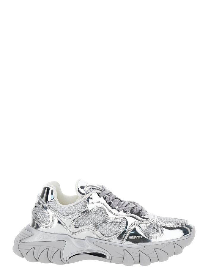 B-East Mirror Metallic Low Top Sneakers With Logo Detail Leather And Tech Fabric Man Calf