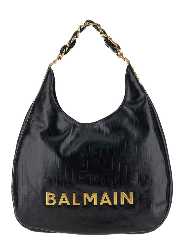 Hobo 1945 Soft Black Shoulder Bag With Logo Detail Wrinkled Effect Leather Woman Calf