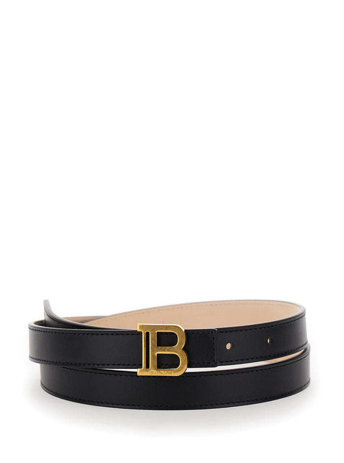 B Belt Black With Buckle Leather Woman Calf