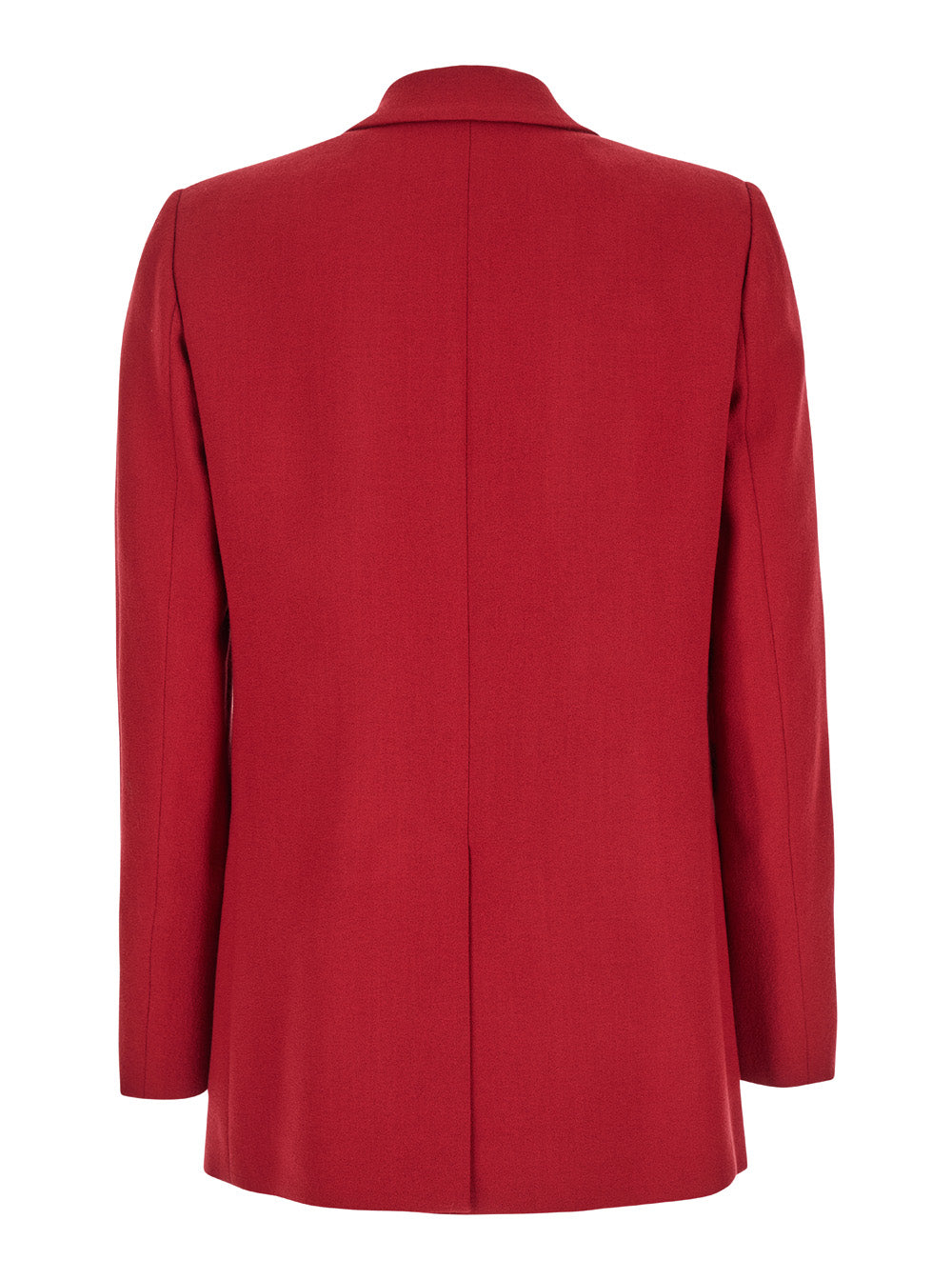 Red Double-Breasted Jacket With Peak Revers Wool Woman Blazers