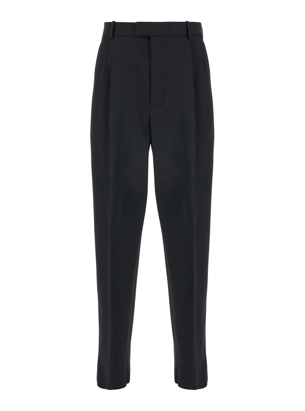 Black Pants With High Waist And Double Pences Wool Man Trousers