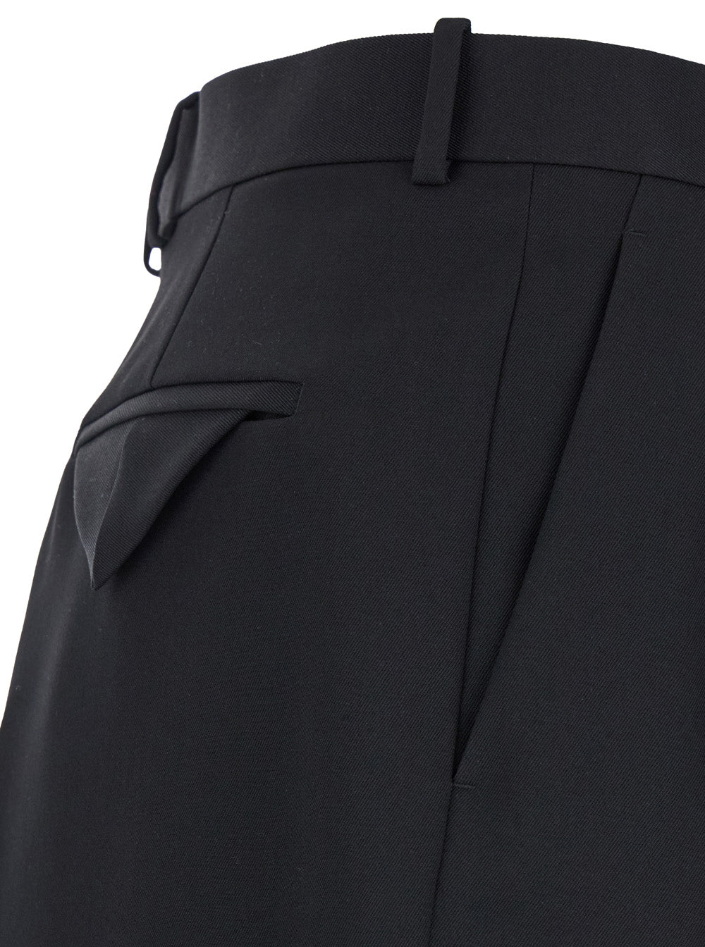 Black Pants With High Waist And Double Pences Wool Man Trousers