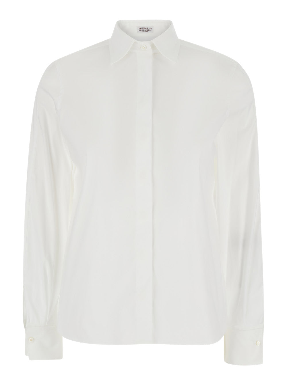 White Shirt With Pointed Collar Cotton Blend Woman Polyamid Elastan And Blouses