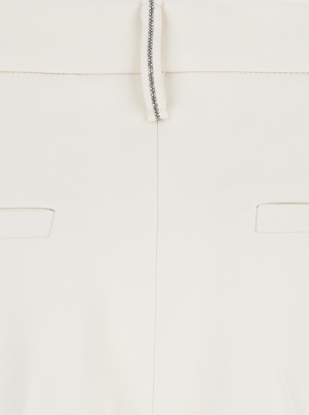 White High Waist Pants With Monile Detail Fabric Woman Trousers
