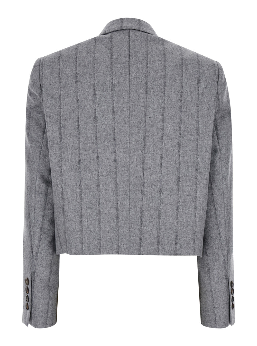 Grey Single-Breasted Jacket With Peak Revers Wool Blend Woman Virgin Polyamid Blazers