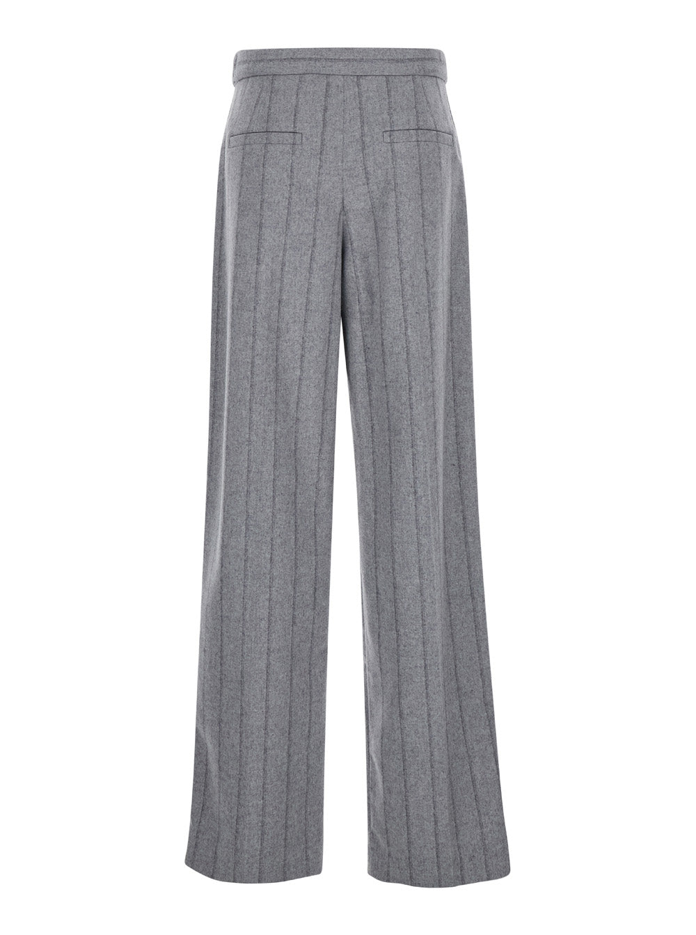 Grey Pants With Belt Loops Wool Blend Woman Virgin Polyamid Trousers