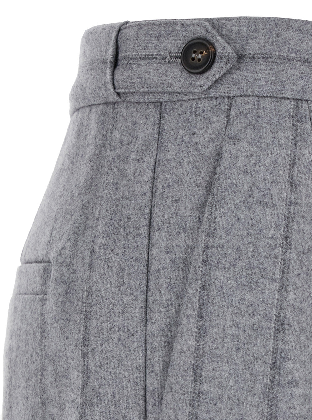 Grey Pants With Belt Loops Wool Blend Woman Virgin Polyamid Trousers