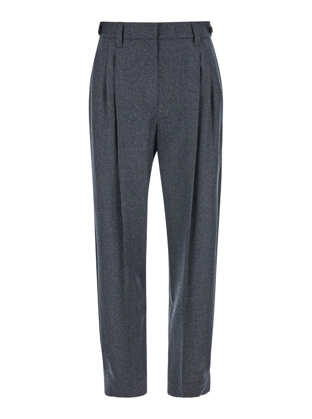 Grey Pants With Pences On The Front Wool Woman Virgin Trousers