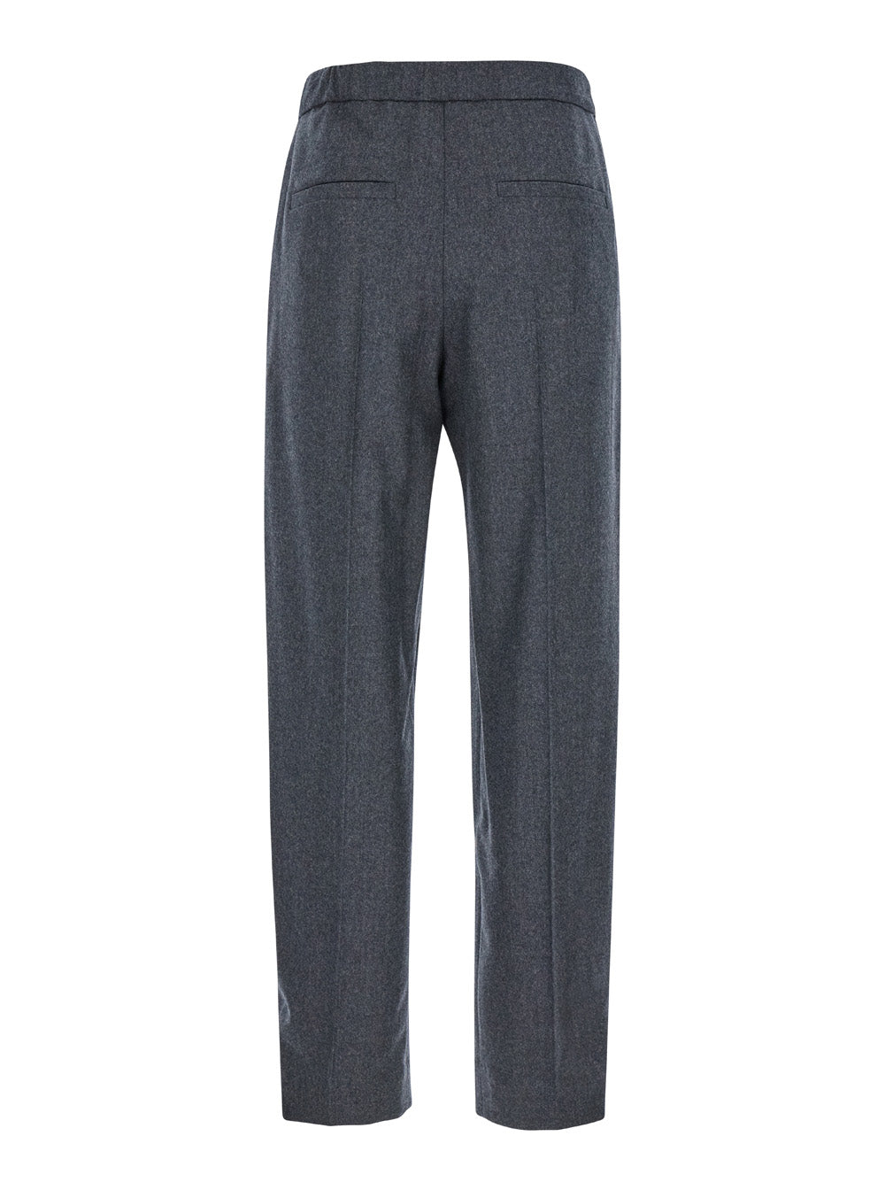 Grey Pants With Pences On The Front Wool Woman Virgin Trousers