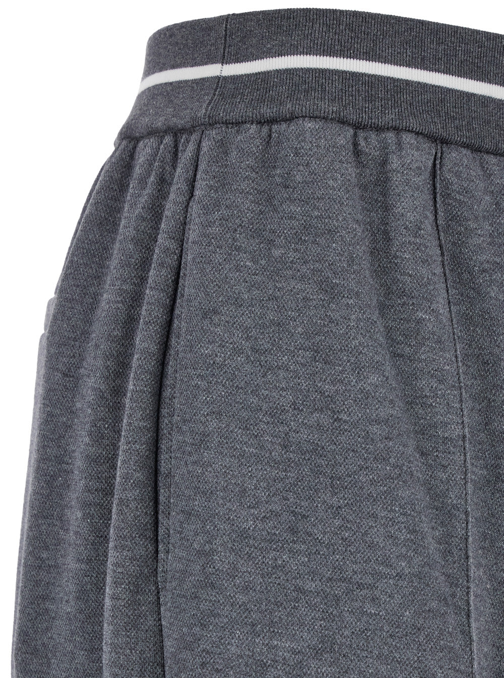 Grey Pants With Bicolor Waist Cotton Blend Woman Polyamid Trousers