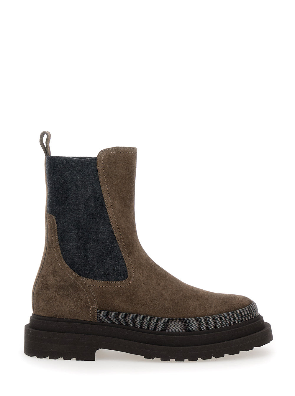 Brown Ankle Boots With Monile Detail Suede Woman Calf Leather
