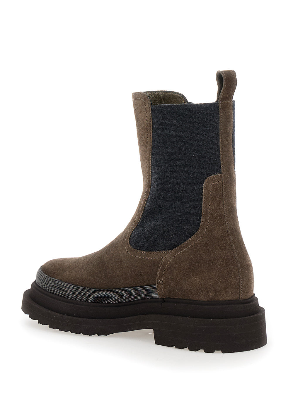 Brown Ankle Boots With Monile Detail Suede Woman Calf Leather