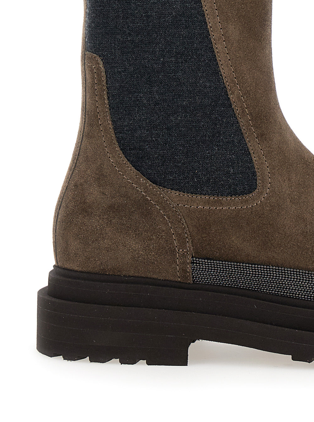 Brown Ankle Boots With Monile Detail Suede Woman Calf Leather