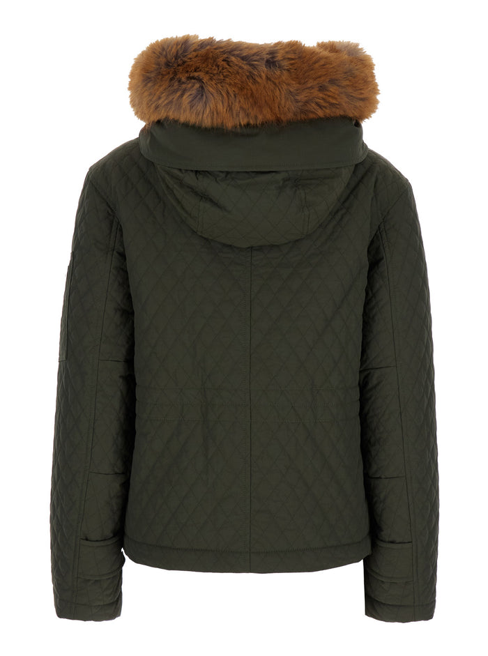Green Quilted Jacket with EKD Logo Detail in Cotton Blend Woman Polyamide Outerwear