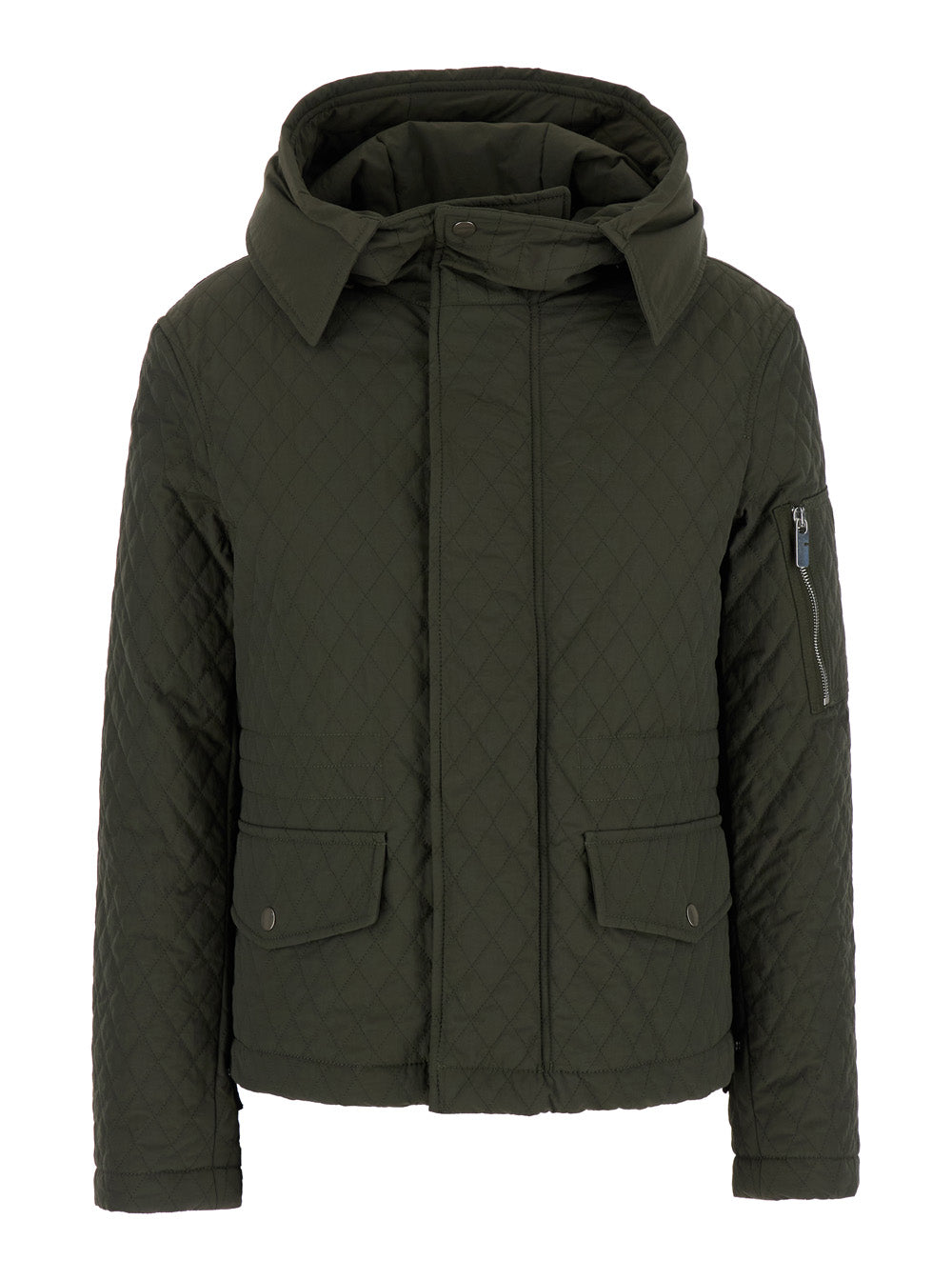 Green Quilted Jacket with EKD Logo Detail in Cotton Blend Woman Polyamide Outerwear
