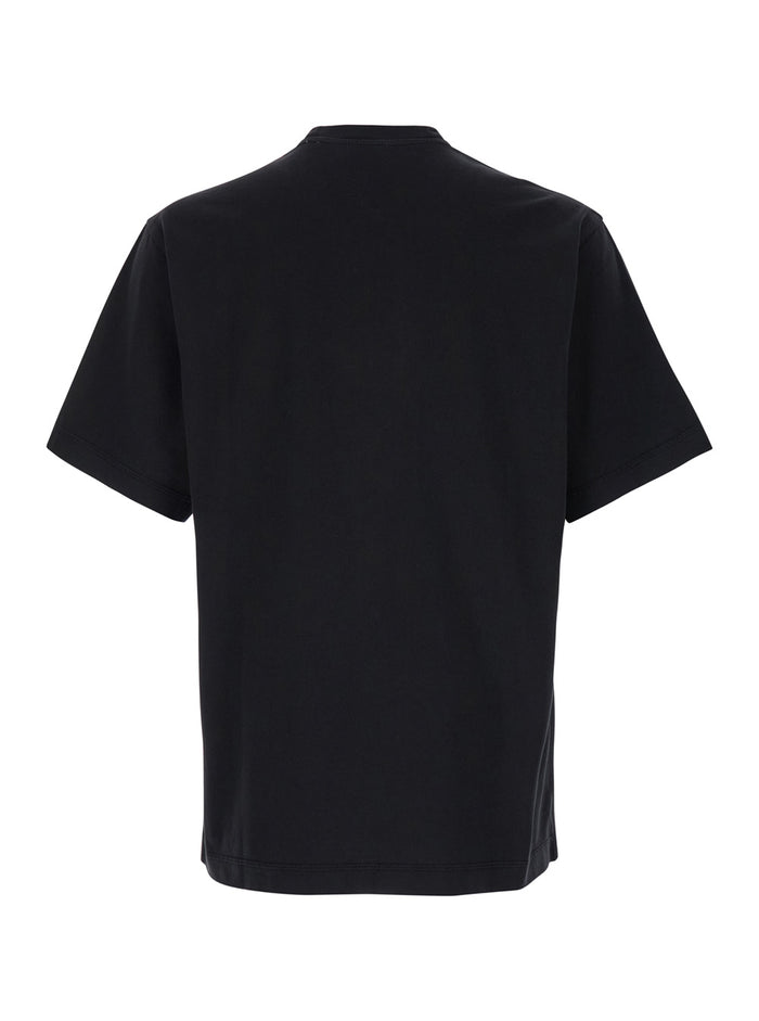 Black Boxy T-Shiirt with Tonal Equestrian Knight Embroidery in Cotton Man Tshirts And Polo Shirts