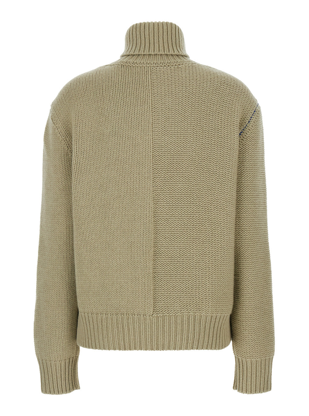 Beige High Neck Sweater with EKD Motif in Cashmere Woman Green Jersey