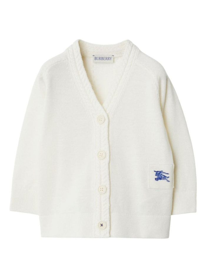 White Cardigan With Ekd Patch Wool Boy Jersey