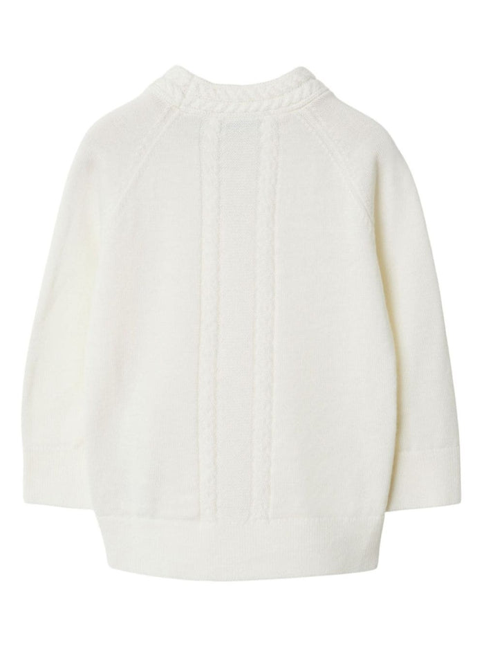 White Cardigan With Ekd Patch Wool Boy Jersey
