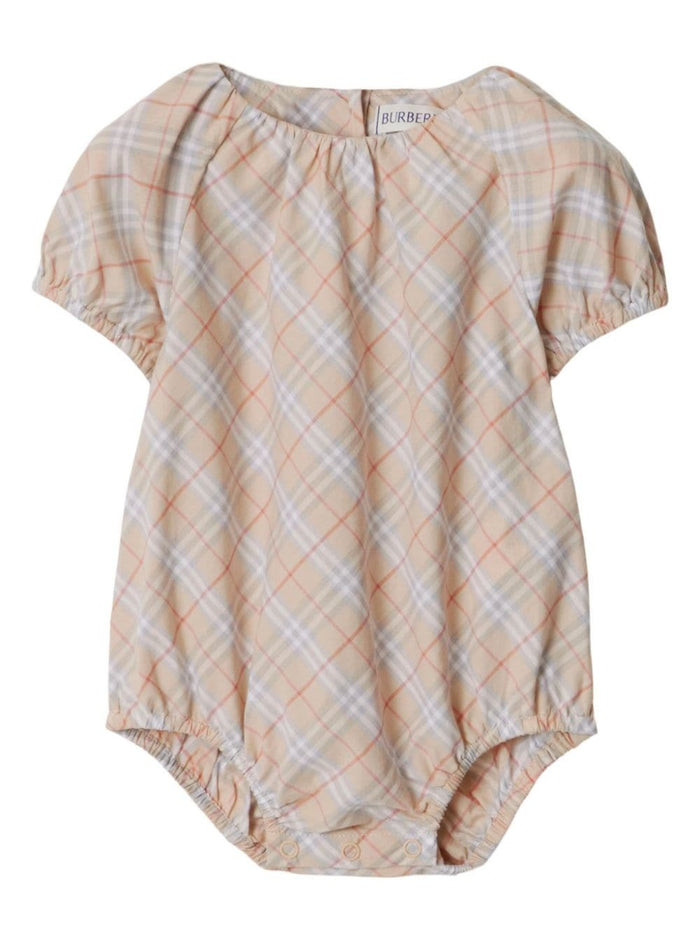 Odessa Multicolor Bodysuit With All-Over Check Motif Cotton Baby Jumpsuits