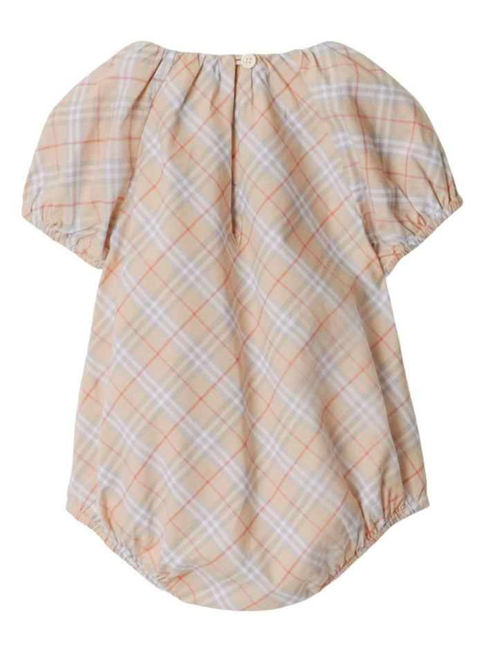 Odessa Multicolor Bodysuit With All-Over Check Motif Cotton Baby Jumpsuits
