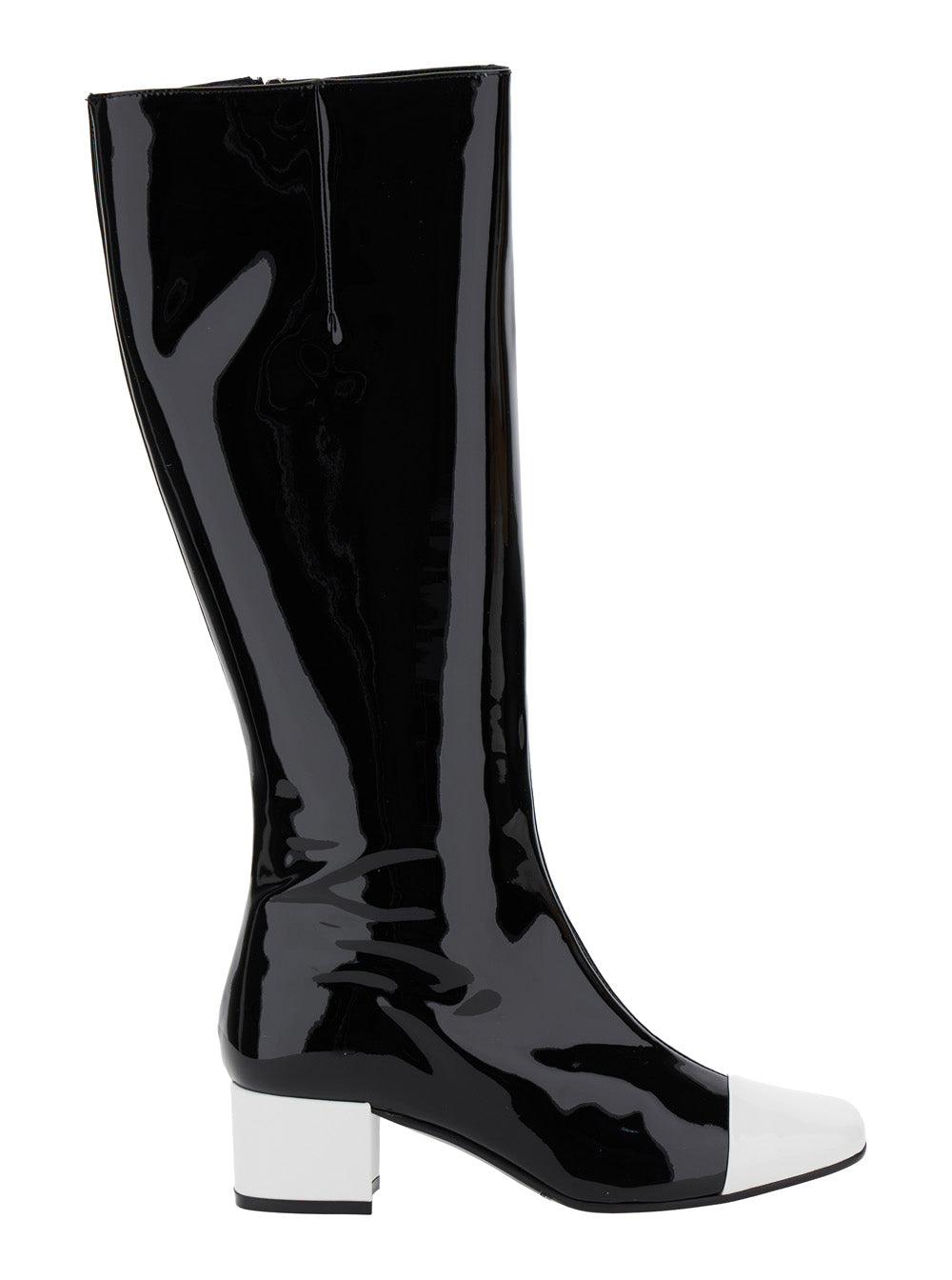 Malaga Black Boots with Contrasting Toe in Patent Leather Woman Calf