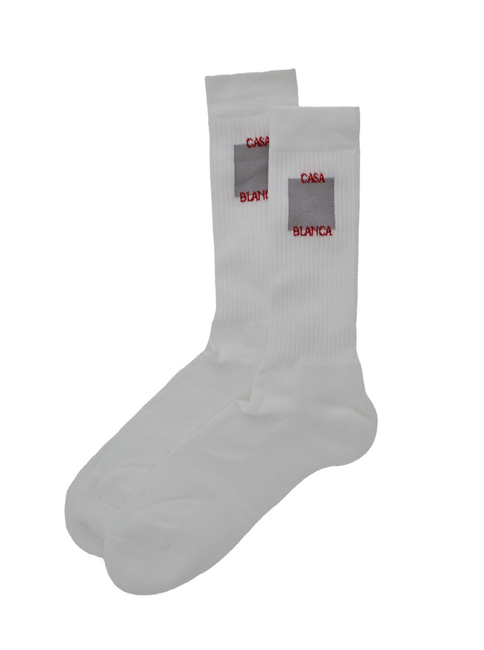 White Socks With Logo Embroidery Cotton Blend Man Polyamid Spandex Underwear