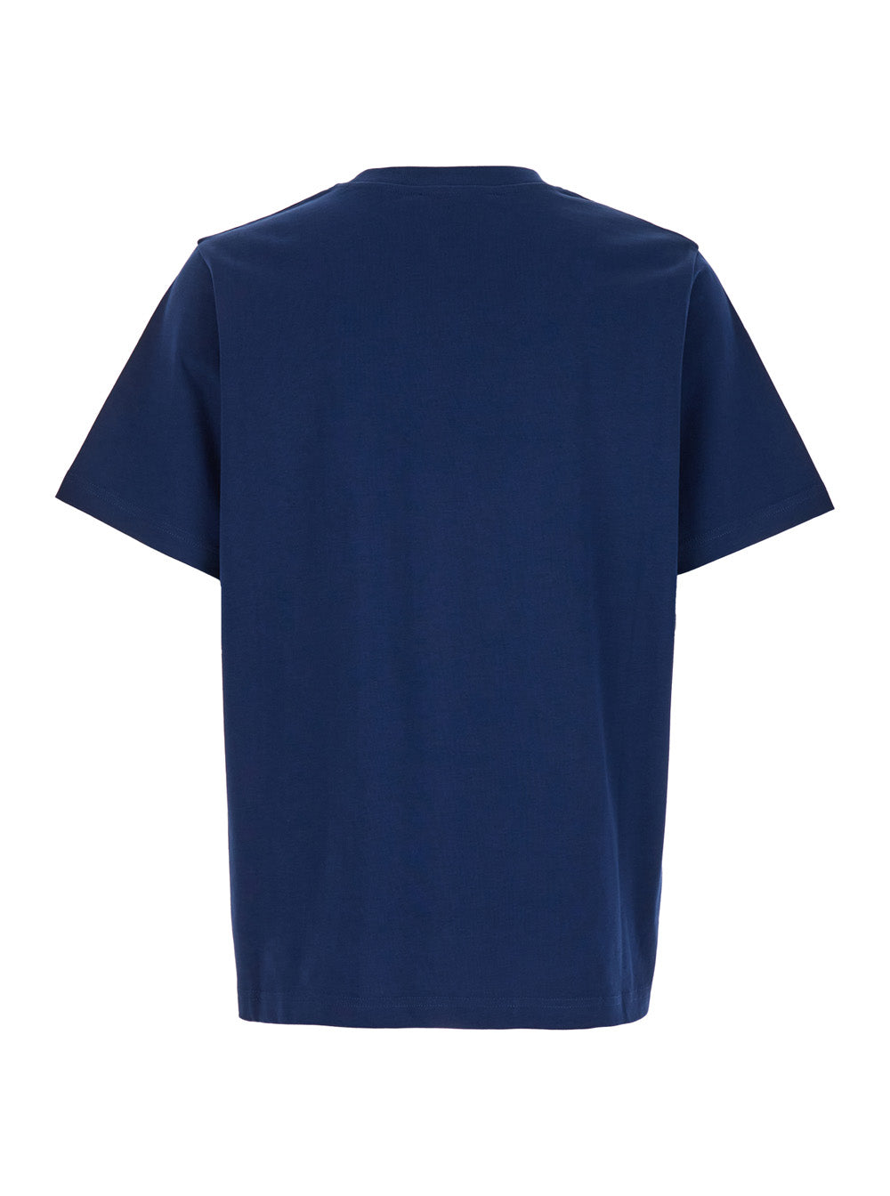 Blue Crewneck T-Shirt With Maxi Logo Print On The Front Cotton Man Blu Organic Tshirts And Polo Shirts
