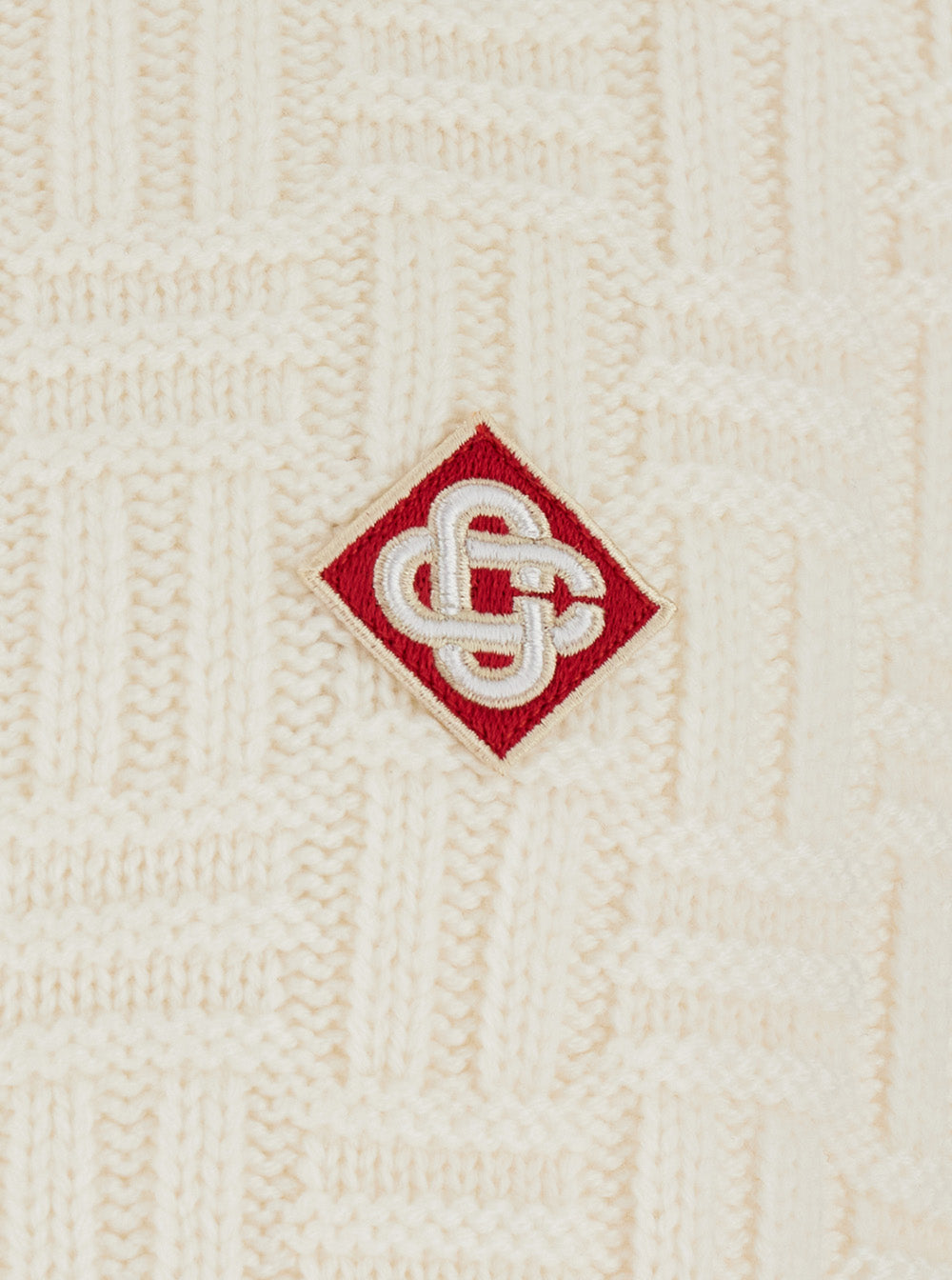 White Polo Sweater With Logo Patch Jacquard Wool Man Merino Tshirts And Shirts