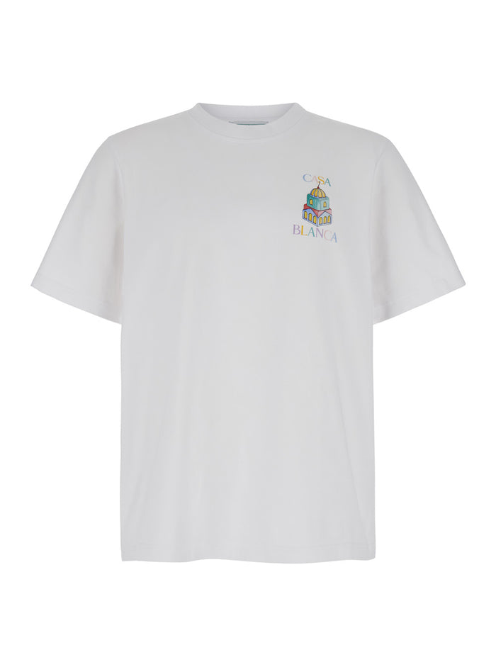 Objets En Vrac White Crewneck T-Shirt With Print Cotton Man Organic Tshirts And Polo Shirts