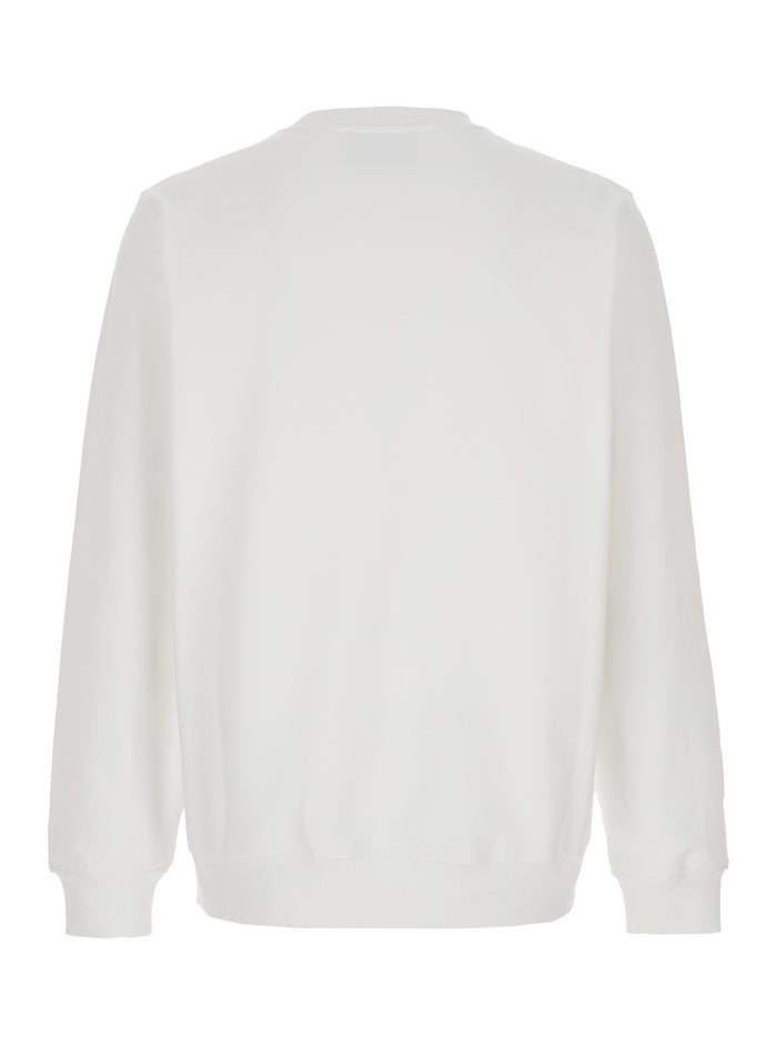 White Sweatshirt With Statue En Marbre Embroidery Cotton Man Organic Sweatshirts
