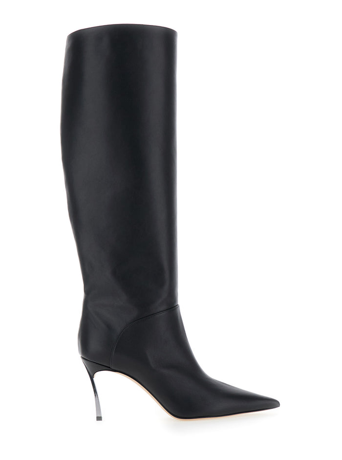 Superblade Black Knee-High Boots With Stiletto Heel Leather Woman Calf