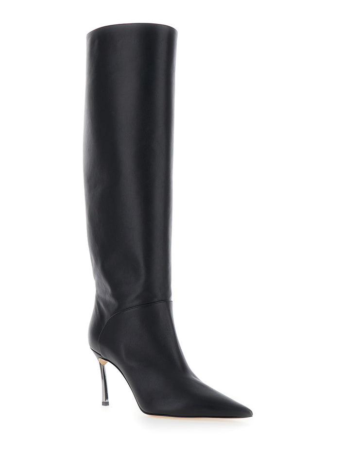 Superblade Black Knee-High Boots With Stiletto Heel Leather Woman Calf