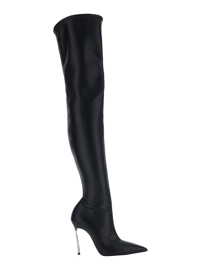 Superblade Black Over-The-Knee Boots With Stiletto Heels Leather Woman Polyurethane Polyester
