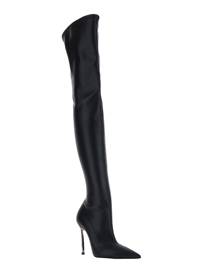 Superblade Black Over-The-Knee Boots With Stiletto Heels Leather Woman Polyurethane Polyester
