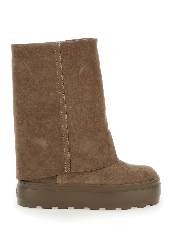 New Double Face Beige Reversible Boots Suede Woman Calf Ankle