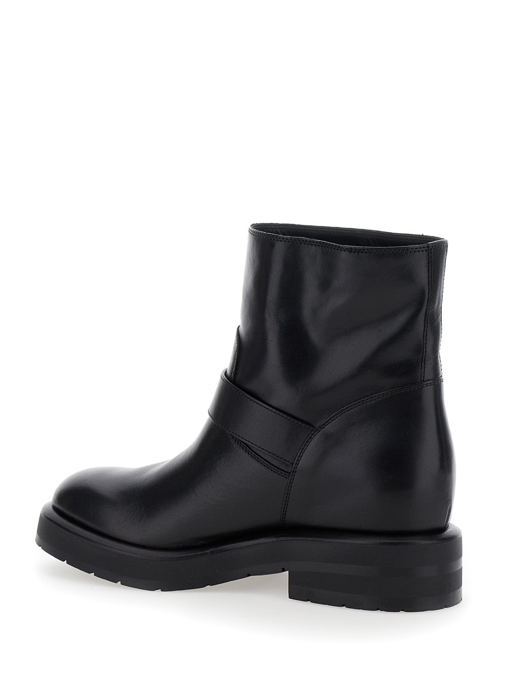 Coddington Black Ankle Boots with Paddington Buckle in Leather Woman Calf