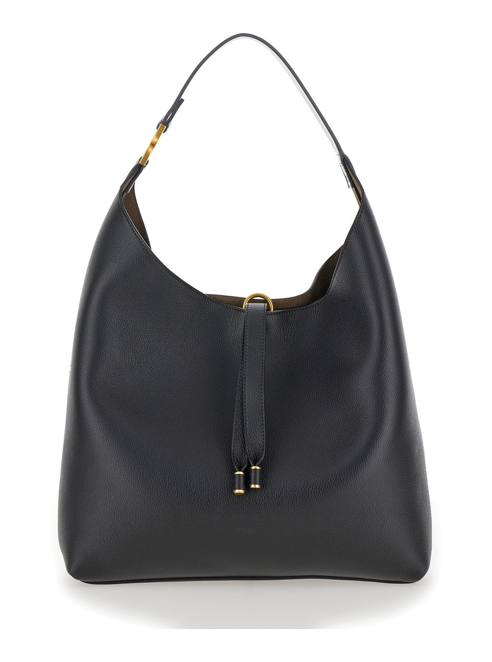 Marcie Black Shopper in Grainy Leather Woman Domestic Calf Tote Bags