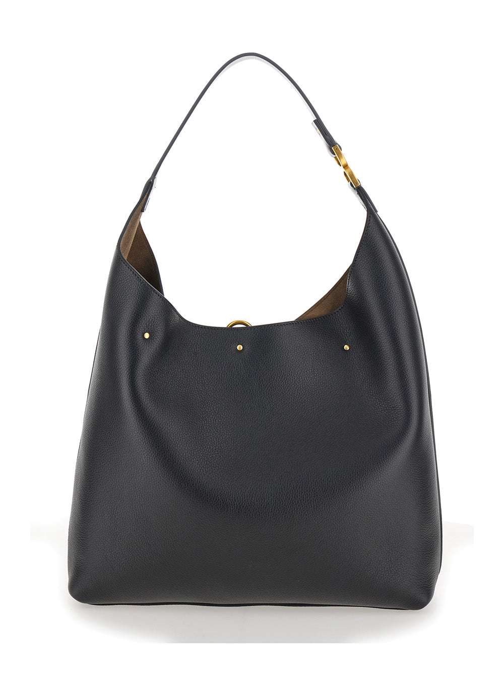 Marcie Black Shopper in Grainy Leather Woman Domestic Calf Tote Bags