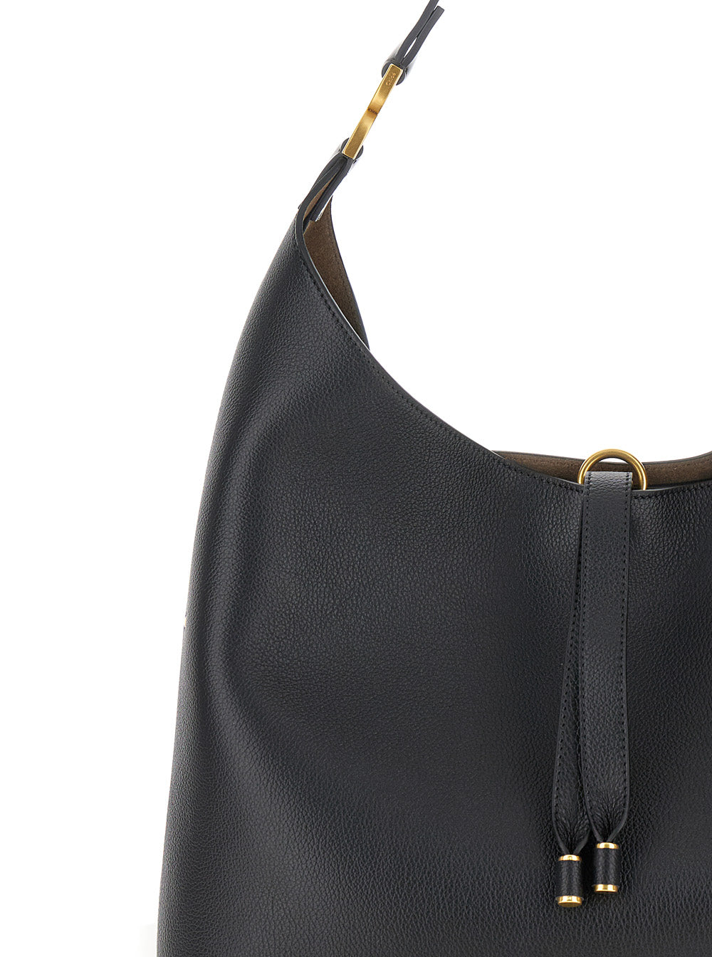 Marcie Black Shopper in Grainy Leather Woman Domestic Calf Tote Bags